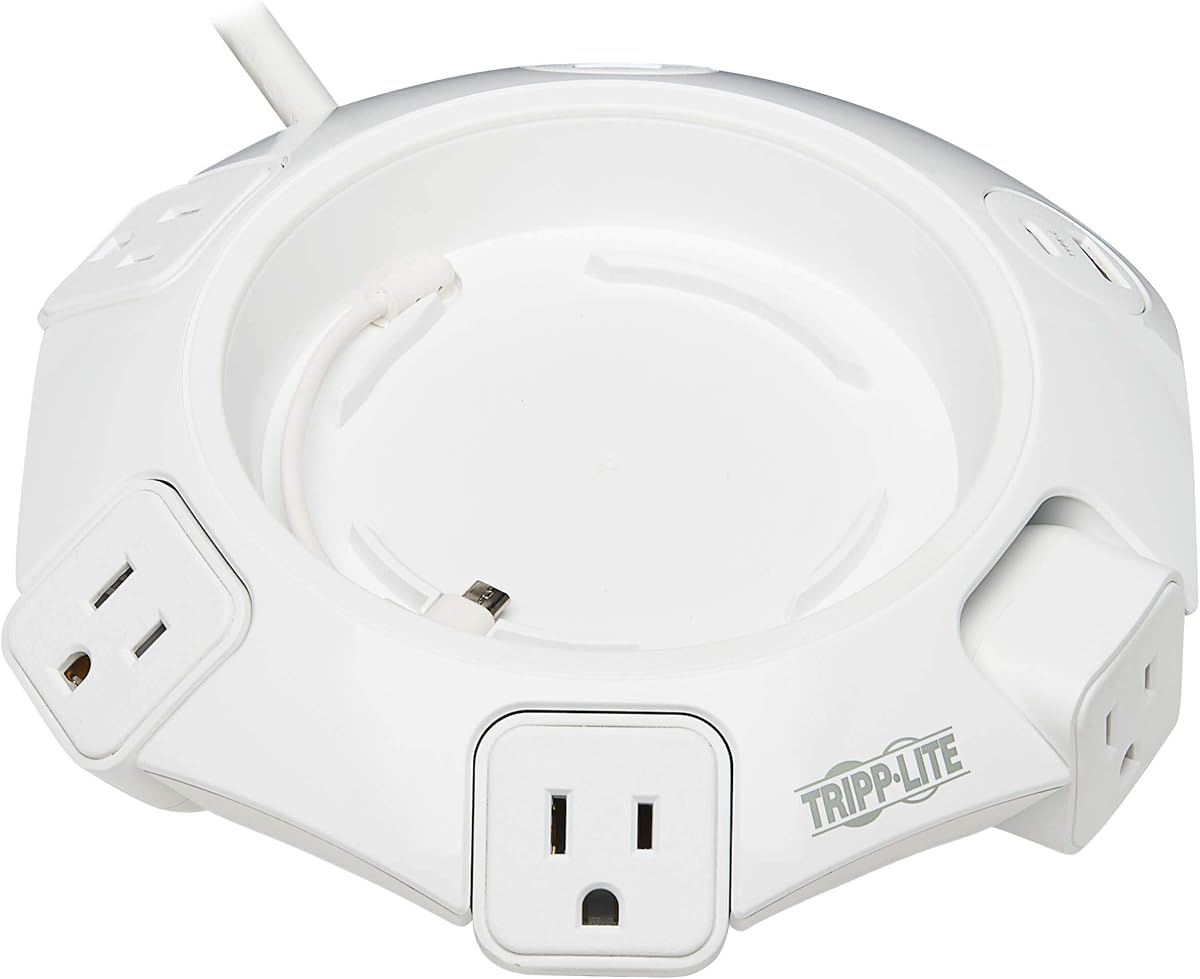 Tripp Lite Safe-IT Conference Surge Protector, Micro-USB Mount, 4-Outlets, USB-C & 3 USB-A, 10ft / 3M Cord, 100,000 Insurance & Lifetime Manufacturer's Warranty (TLP410UCUFOAM)