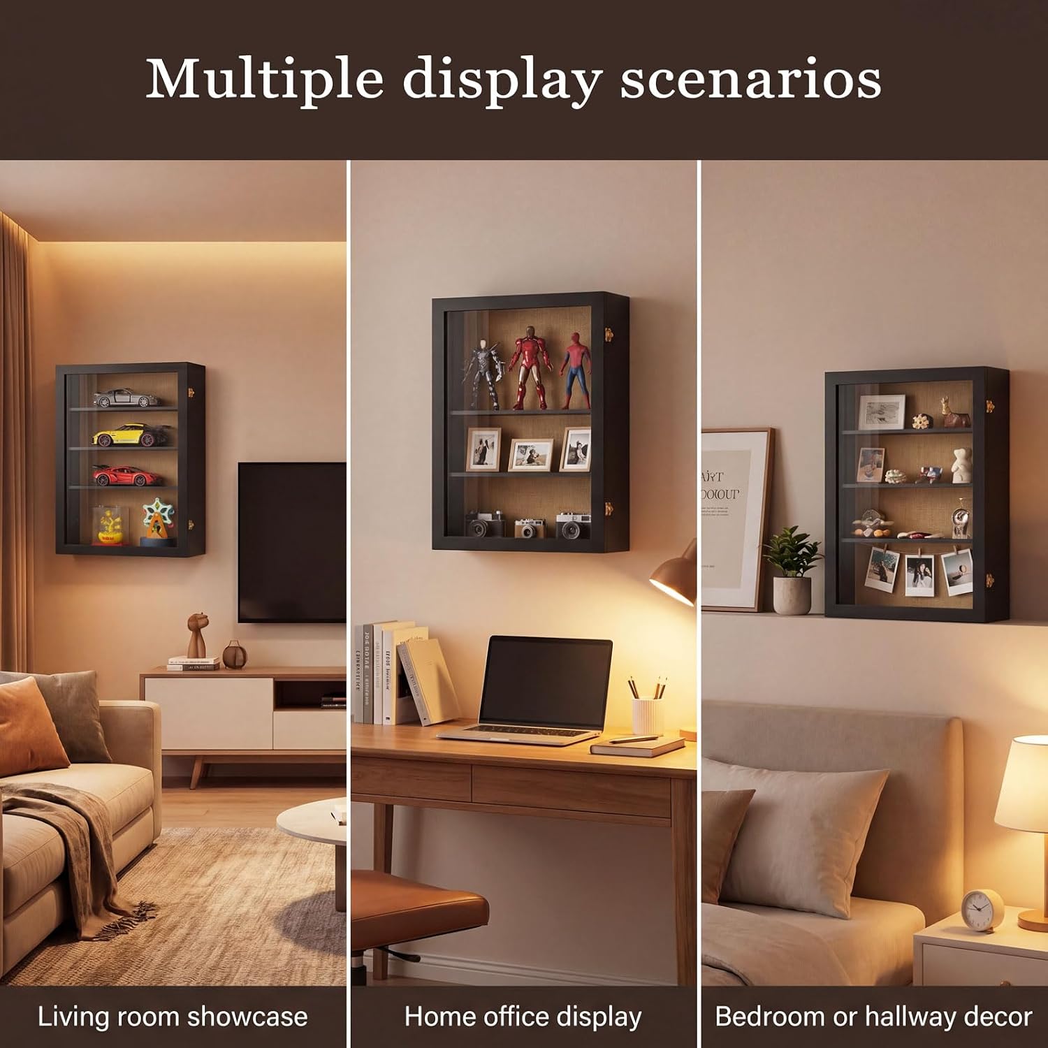 Large Shadow Box 16x20x6 Inch, 5-Layer Design Deep Shadow Box | 4 Removable Dividers, Wall Mount Tabletop Display Case for Keepsakes, Collectibles