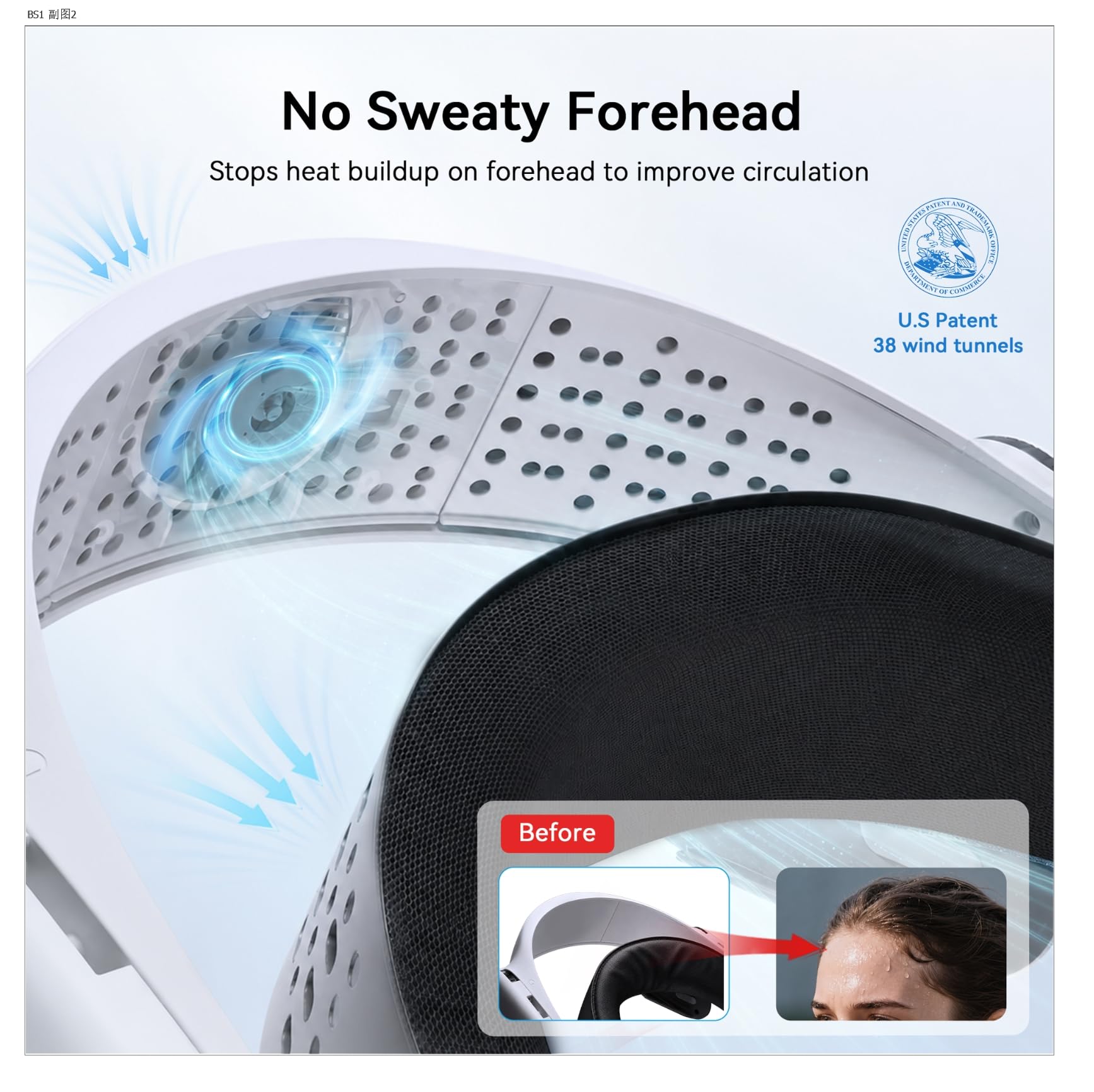 AMVR BS1 Correa para la Cabeza con batería Compatible con Meta Quest 3/3S, Ventilador de refrigeración y batería Intercambiable en Caliente. Reduce la presión Facial y prolonga el Tiempo de Juego