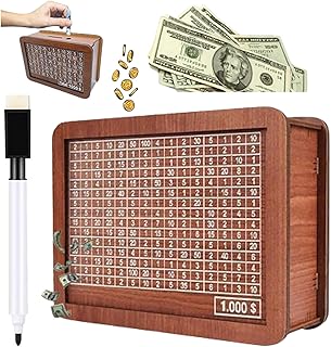 Wooden Cash Saving Box - 2024 New Retro Style Money Vault with Counter, Handmade Piggy Bank for Goal Savings (10000)