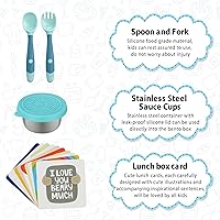 Vista 5 de Lonchera Bento para niños con contenedor térmico de sopa de 9 onzas, a prueba de fugas, 4 compartimentos con tarro de comida caliente aislado