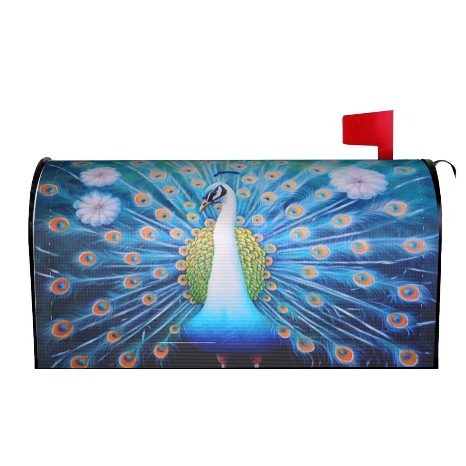 Peacock Feather Bird 06 Mailbox Covers Magnetic Wraps Post Letter Box Cover Garden Home Decor