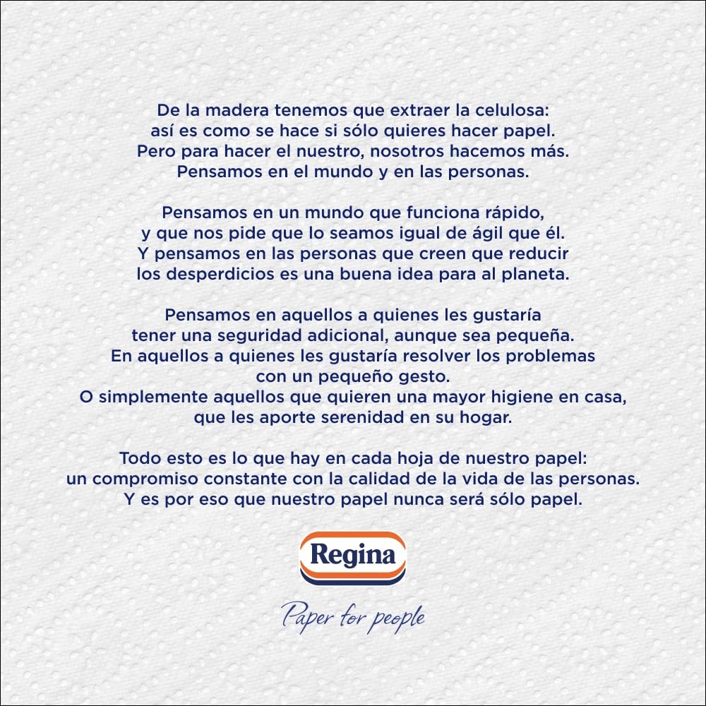 Regina Power Papel de Cocina - 1 Rollo Aún Más Largo, 340 Hojas de 2 Capas, Adecuado para Limpiar Superficies Domésticas, Embalaje Reciclable, Papel 100% Certificado FSC