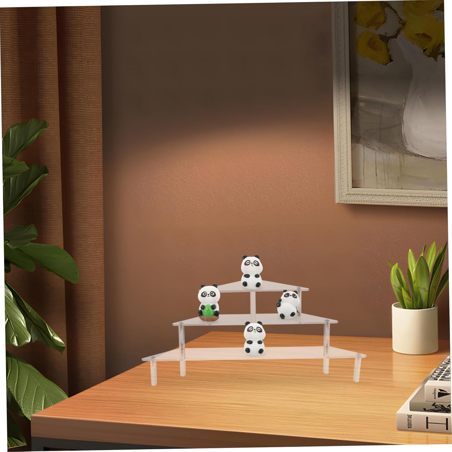 KICHOUSE Acrylic Corner Display Stand 3 Tier Triangular Riser | 39.50 X 27.50x15.00cm Size, Design, Desktop and Countertop Use for Figures or Shot Glasses