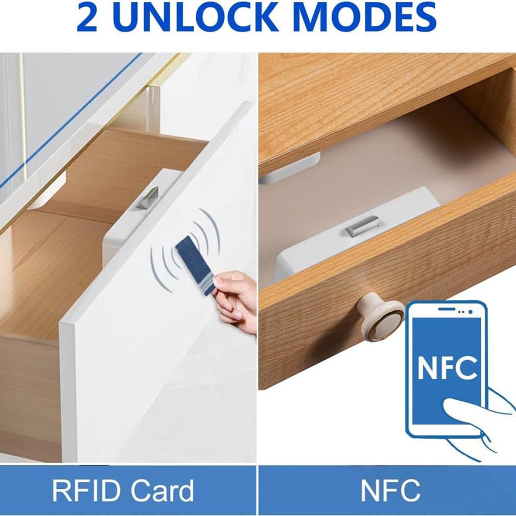 3X Serrure D'Armoire Cachée, Serrure Électronique Intelligente NFC RFID de Sécurité pour Enfants pour Armoire, Tiroir, Casier, Placard