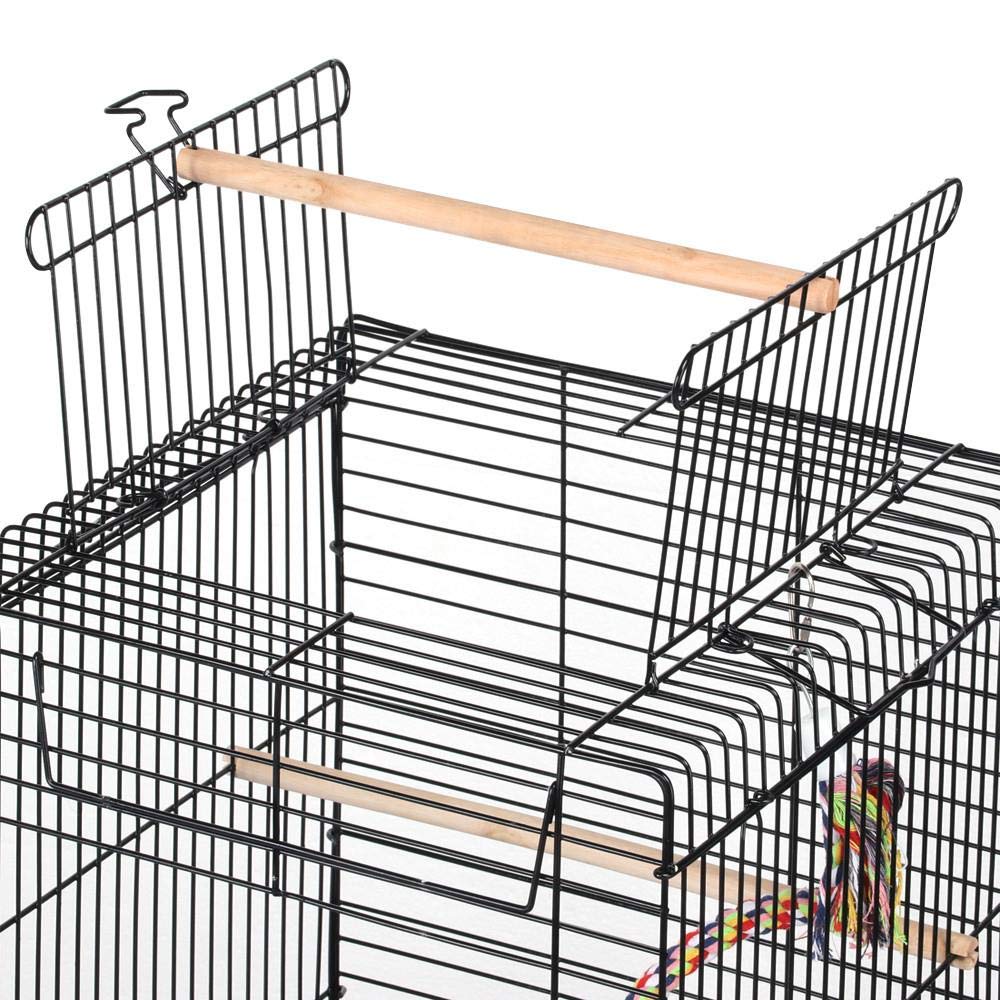 Yaheetech Vogelkäfig Transportkäfig Kanarien Großsittich mit Freisitz und Spielzeuge