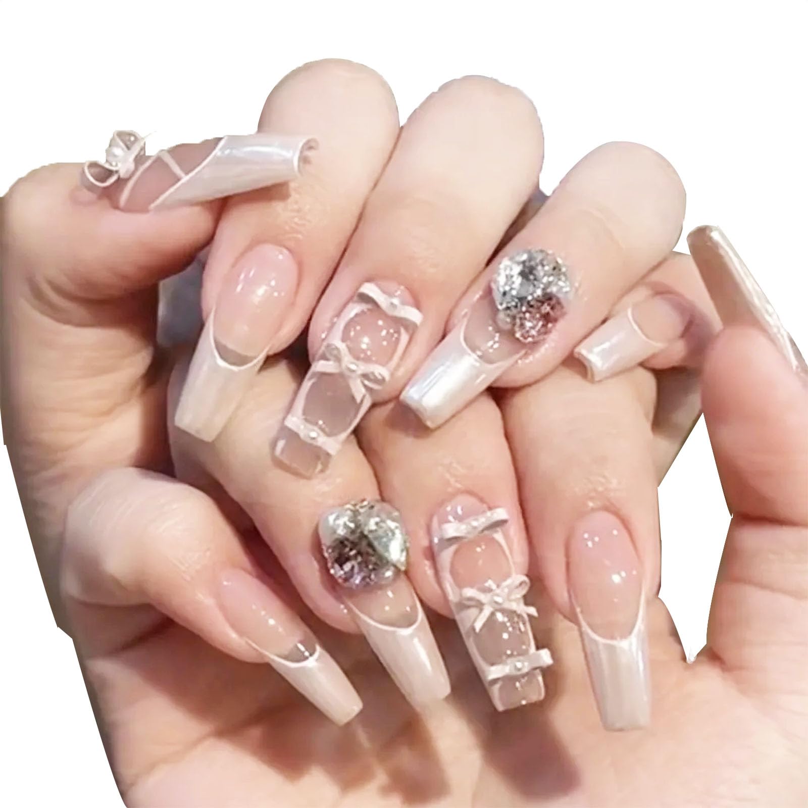 Amazon | 可愛い バレエ ネイルチップ 長い 台形 ネイルチップ ハンド