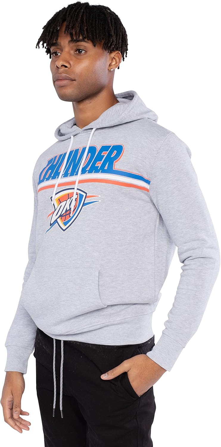 Ultra Game Men's NBA Official Fleece Hoodie Pullover Sweatshirt Primo Metallic, Oklahoma City Thunder, Heather Gray, XX-Large - Image 4