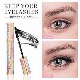 4D Silk Fiber Lash Mascara - Luxuriously Longer, Voluminous Eyelashes, Waterproof Tubing Mascara in Black, Natural Lengthening, Smudge-proof, Hypoallergenic, No Clumping, Easy to Apply & All Day Full