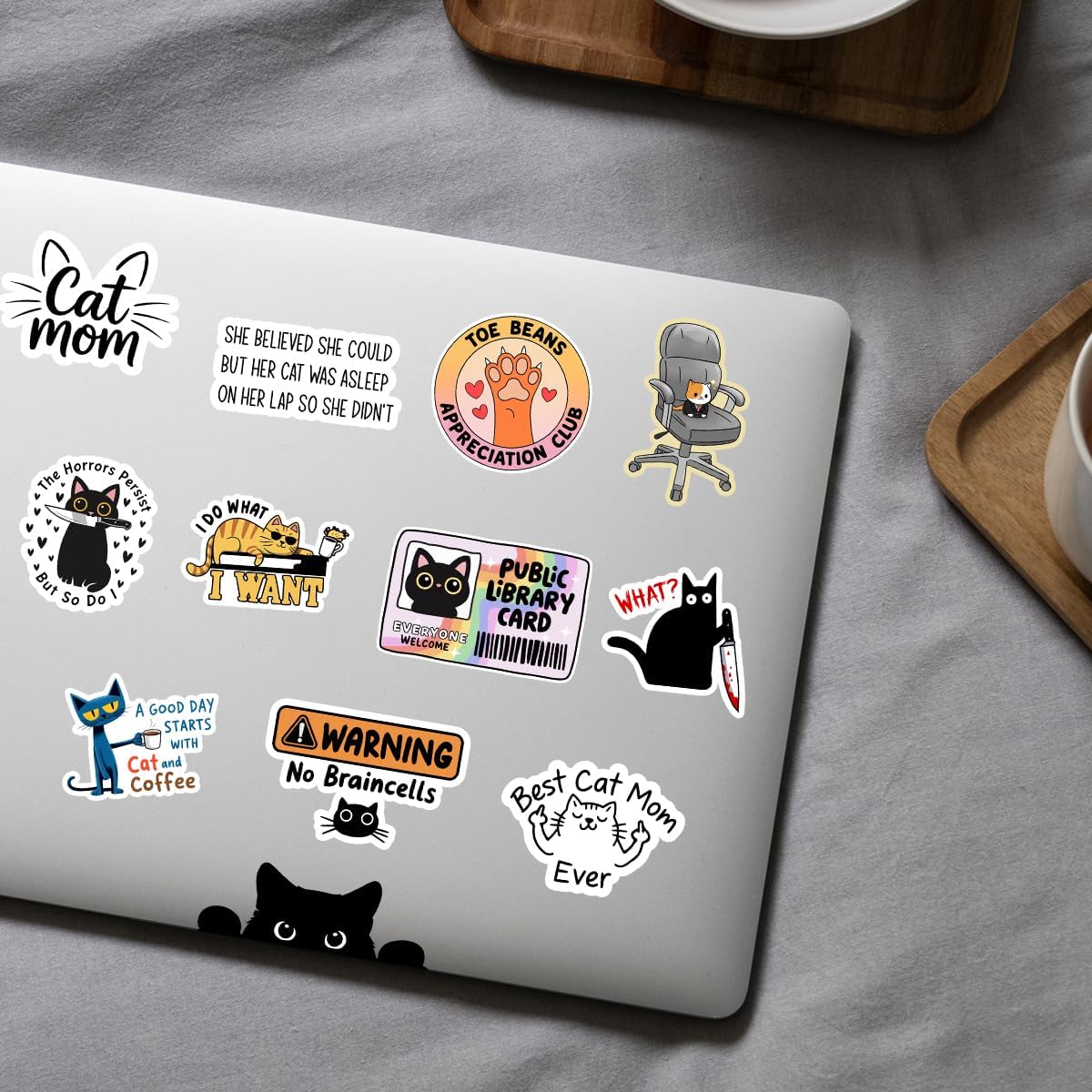 12 Pcs Funny Cat Stickers Pack, Cute Kitty Vinyl Decals with Hilarious Quotes for Cat Moms, Pet Lovers, Laptops, Water Bottles, Journals, Scrapbooking, and Gift Ideas 3 - Image 6
