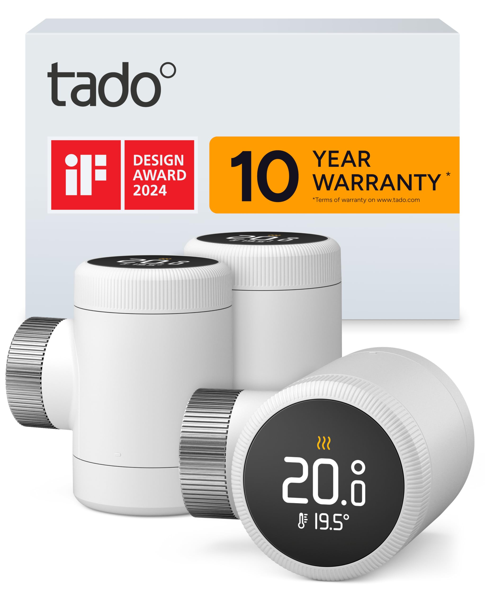 tado Smart Radiator Thermostat X – Trio Pack, Heating Control via App and Smart Speaker (Alexa, Siri, Google Assistant), Save Heating Costs, DIY Installation, Not Compatible with V3+
