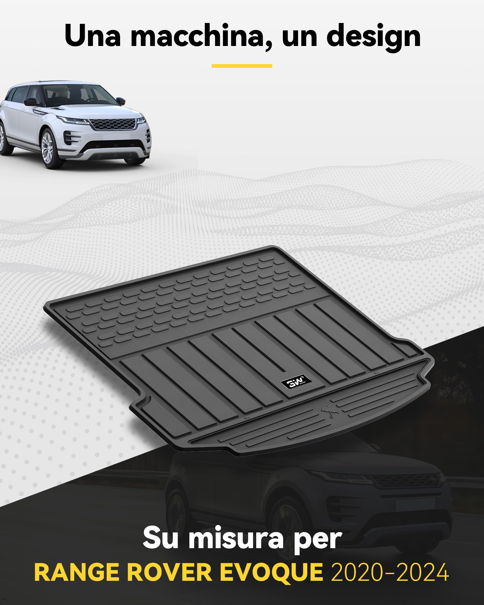 3W Tappetino per Bagagliaio Adatto a Range Rover EVOQUE L551 2020-2025 2026, Impermeabile Tappeto bagagliaio Posteriore Protezione in TPE Vasca Baule