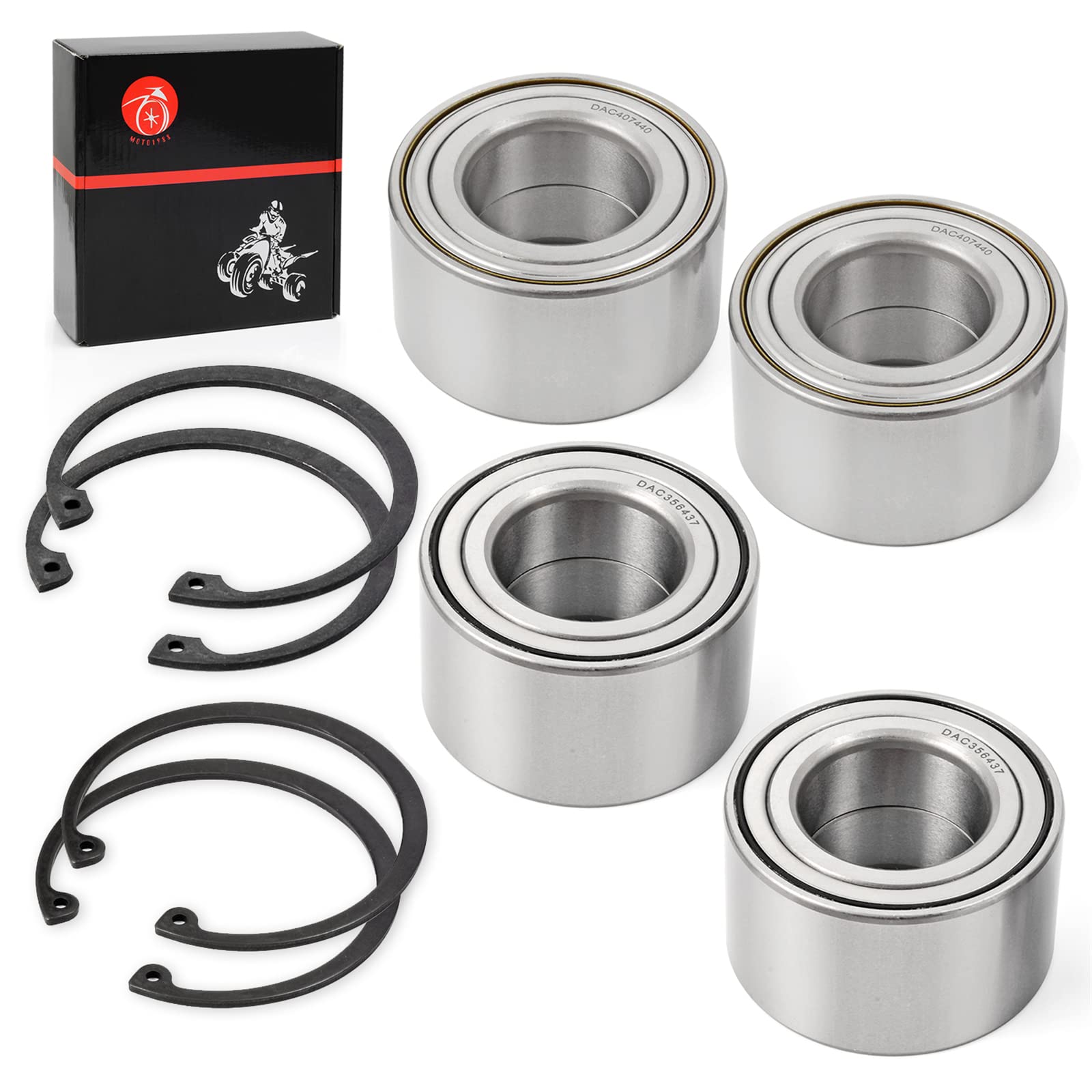 Front & Rear Wheel Bearings Ring Clip Compatible with Polaris Sportsman 400 450 500 600 700 2X 3514634 35 * 64 * 37mm 2X 3514635 40x74x40mm