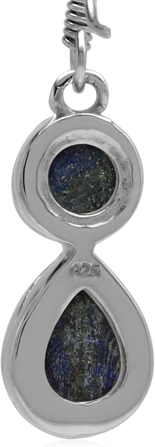 Silvershake Natural Blue Lapis Lazuli White Gold Plated 925 Sterling Silver Dangle Hook Drop Earrings