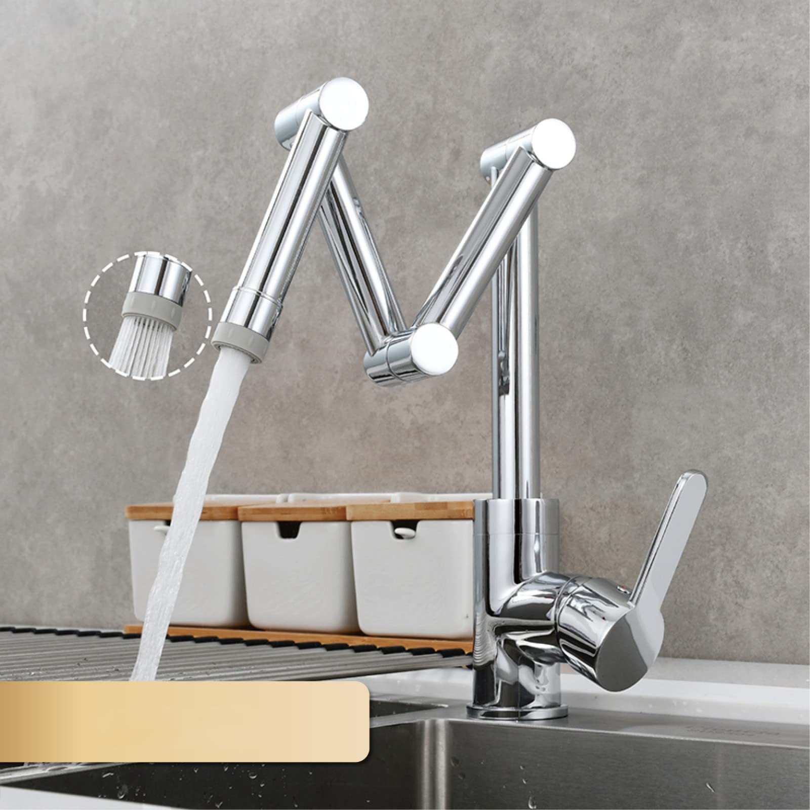Yjyjy 2 Function Chrome Faucet Brass Pot Filler Faucet Deck Mounted Triple Joint Swing Arm Kitchen Faucet With Hot And Cold Water Brushed Finish Extendable And Foldable Design 2 Functions Tap