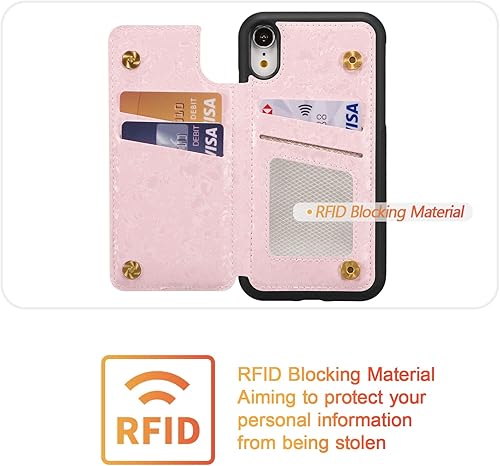 Miniatura 125 de UEEBAI Funda tipo cartera para iPhone 15 Pro Max con tarjetero, cubierta de cuero PU con soporte, bloqueo RFID, doble cierre magnético, relieve de