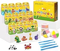 Air Dry Clay Kit for Kids: 12 Animals DIY Sculpting Set, Ultra Light Soft Modeling Magic Clay, Safe Non-Toxic Crafts for School Projects & Parties