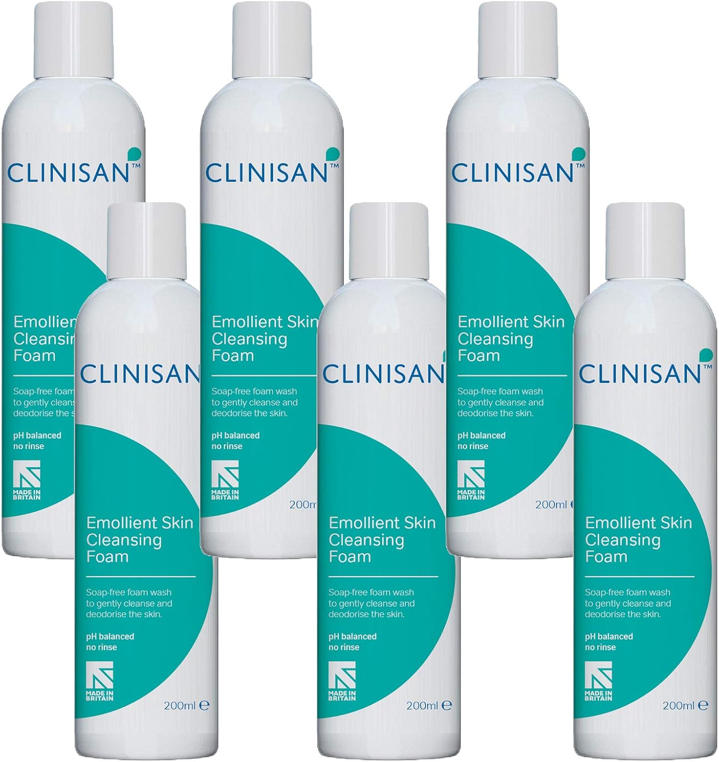 6 Pack Clinisan 200ml Emollient Skin Cleansing Incontinence Foam