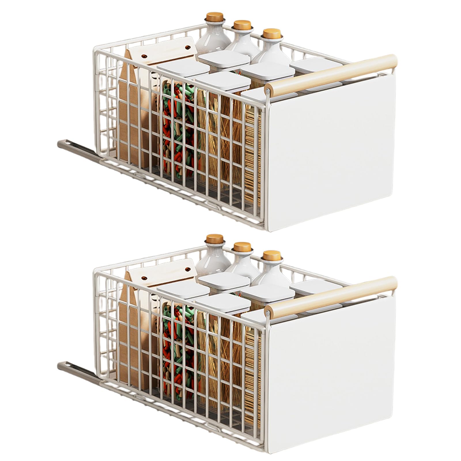 Buxuaaaa Slide-Out Cabinet Storage, Expandable Shelves 15kg Capacity, Space-Saving Design for Spices Utensils Sliding Seasonings Rack