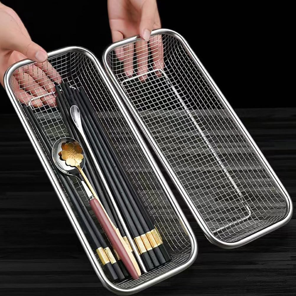 Hemoton 4 Pcs Dishwasher Basket Mesh Basket for Dishwasher Flatware Drying Rack Silverware Countertop Utensil Metal Stuff Storage Baby Small Stainless Steel