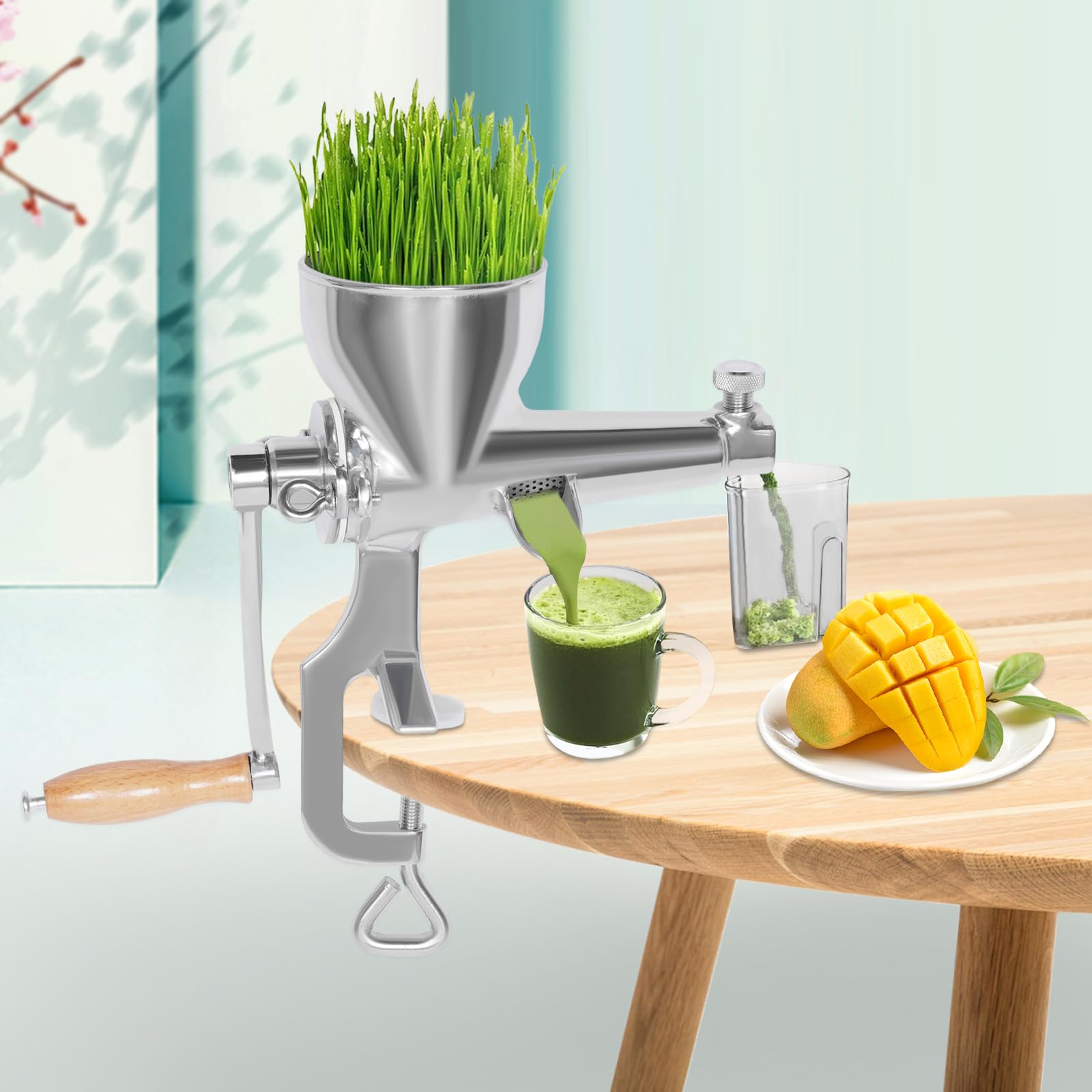 Presse-jus manuel en acier inoxydable pour herbe de blé | Presse-fruits manuel pratique en acier inoxydable pour herbe de blé, légumes et fruits, maison et commerce