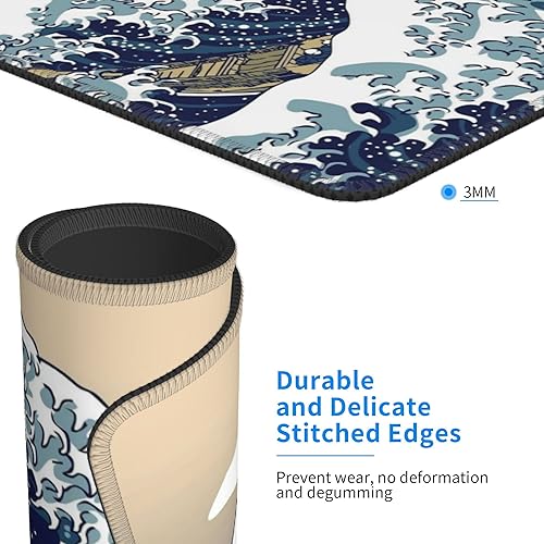 Miniatura 3 de CANFLASHION Alfombrilla para mouse, alfombrilla de mouse de ola de mar, alfombrilla cuadrada impermeable, base de goma antideslizante, para