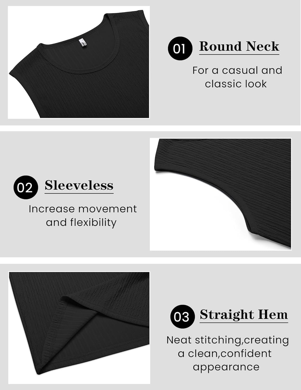 COOFANDY Mens Black Tank Top Casual Sleeveless Knit Shirt Lightweight Soft Tank Round Neck - Image 5