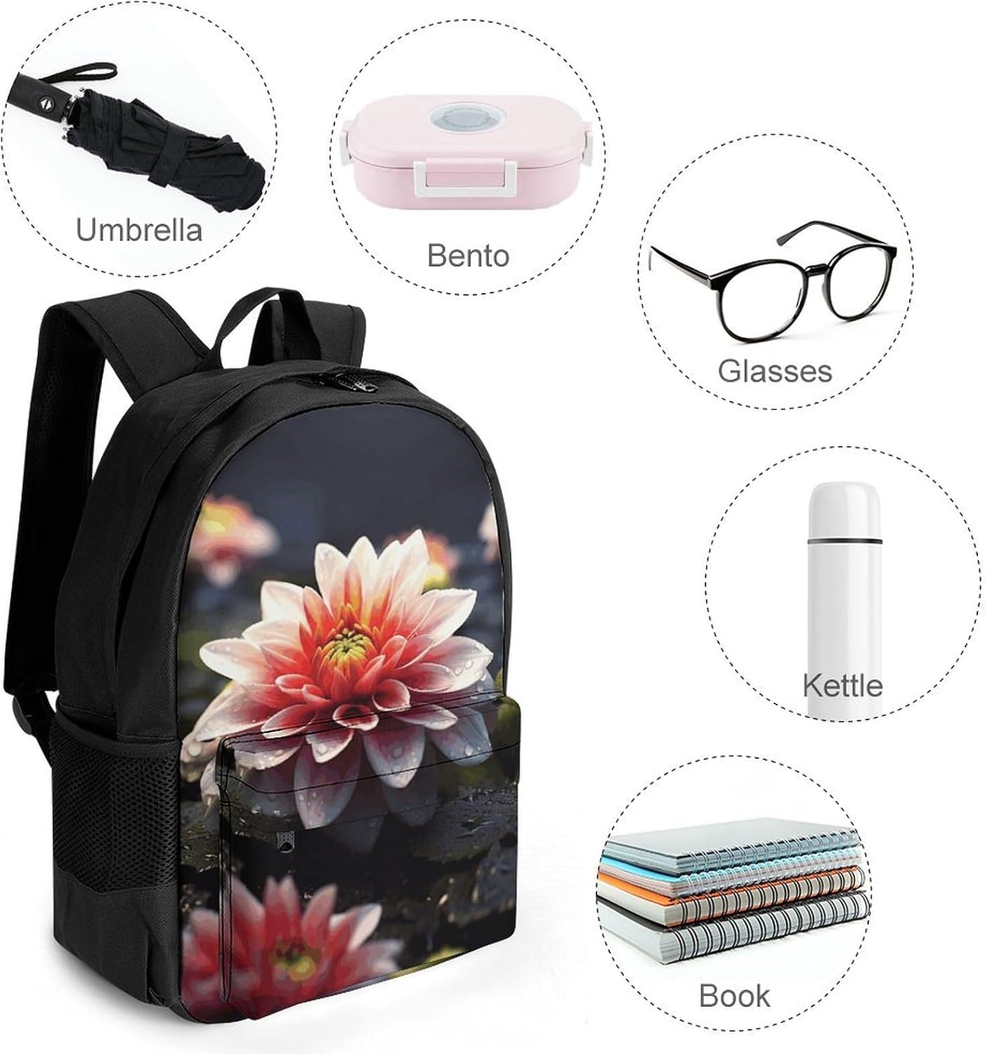 Portable Flower Backpack with Front & Side Pockets image 4