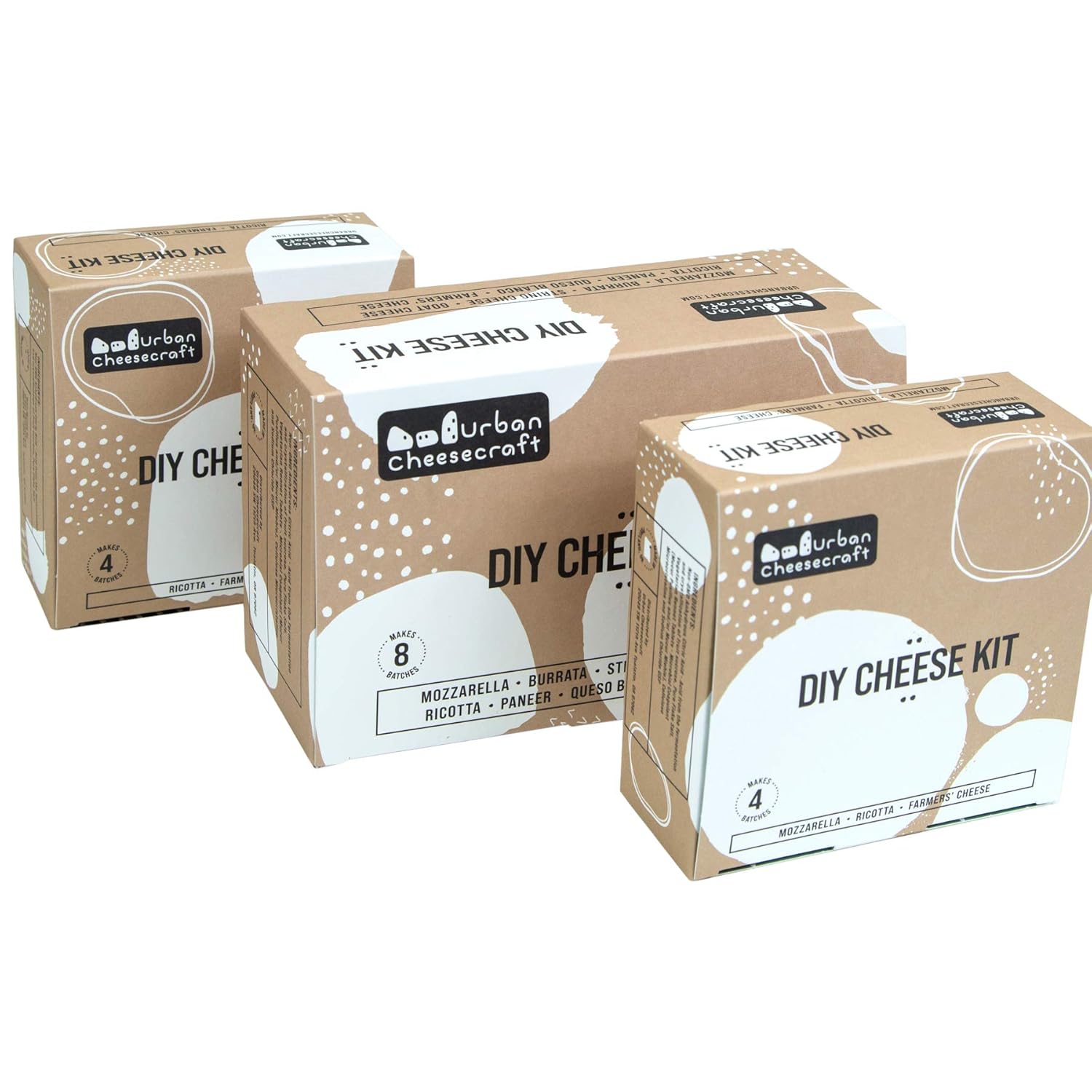 Mini DIY Cheese Kit for Beginners - Ricotta & Farmers Style - 4 Batches, Done 30 Minutes, Vegetarian, Gluten Free & Non-GMO