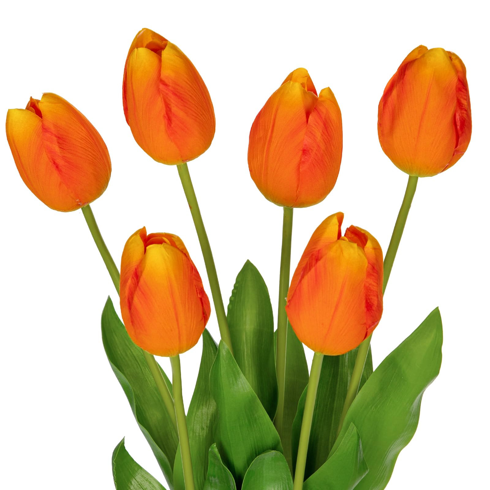 Arborus 6PCS 23" Fake Tulip Flowers Artificial Orange Tulips Long Stem Faux Flower, Silk Flower Décor for Floral Arrangement Home Farmhouse Wedding