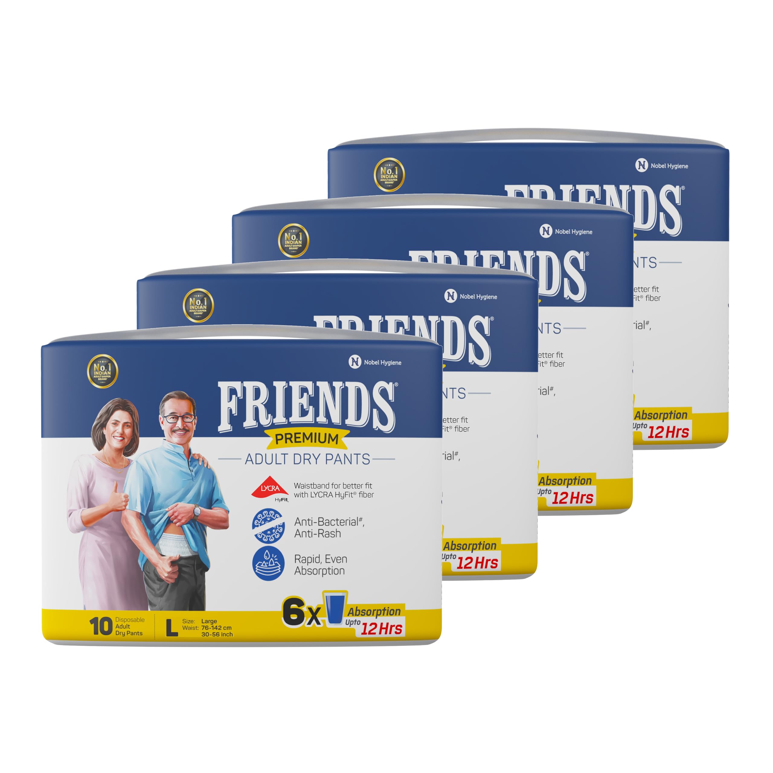 Friends Premium Adult Diapers Pant Style - 40 Count -L- with odour lock and Anti-Bacterial Absorbent Core- Waist Size 30-56 Inch ; 76-142cm (B0C2J43C7L) Amazon Price History, Amazon Price Tracker