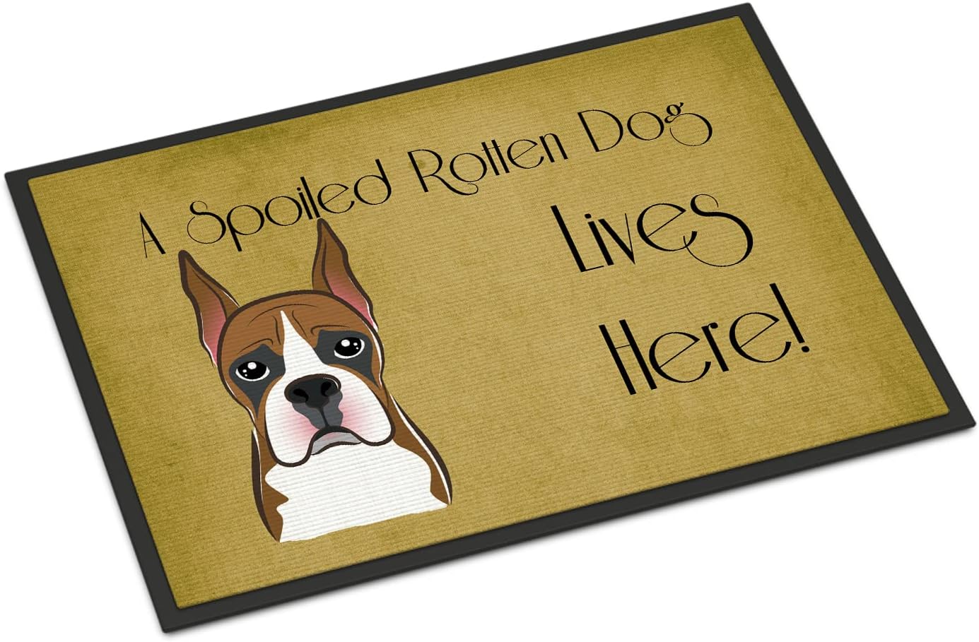 Caroline's Treasures BB1471JMAT Boxer Spoiled Dog Lives Here Doormat 24x36 Front Door Mat Indoor Outdoor Rugs for Entryway, Non Slip Washable Low Pile, 24H X 36W