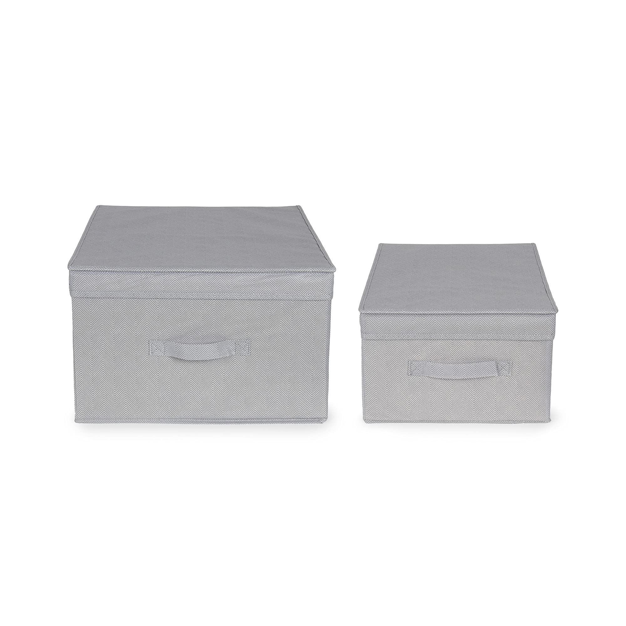 Compactor - Set Di 2 Scatole Pieghevoli Con Coperchio, Polipropilene Non Tessuto e Cartone, Large 40 x 50 x 25 cm, Small 30 x 43 x 19 cm, Gamma Boston, Grigio, RAN10445