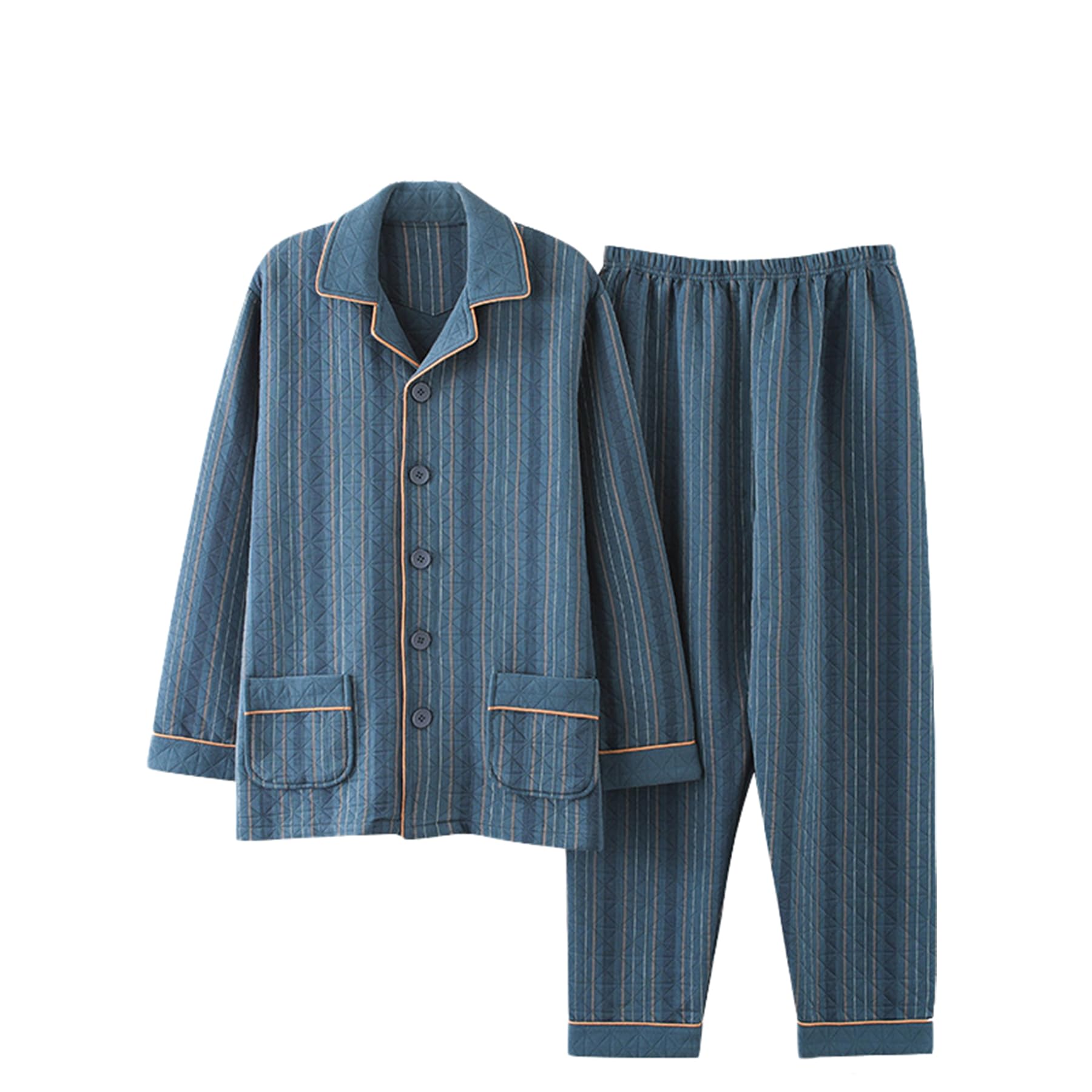 Pigiama Uomo 2 Pezzi a Maniche Lunghe Pantaloni Lunghi Pigiama Set Caldo Ispessito Plus Size Homewear