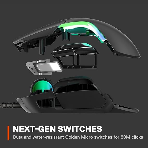 SteelSeries Rival 5 Gaming Mouse with PrismSync RGB Lighting and 9 Programmable Buttons FPS, MOBA, MMO, Battle Royale 18,000 CPI TrueMove Air Optical Sensor - Black