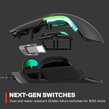 SteelSeries Rival 5 Gaming Mouse with PrismSync RGB Lighting and 9 Programmable Buttons FPS, MOBA, MMO, Battle Royale 18,000 CPI TrueMove Air Optical Sensor - Black