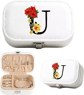 Little Jewelry Box for Women Portable Travel Jewelry Case | Floral Travel Jewelry Box Personalized Gift for Wife - Custom Your Own Initial