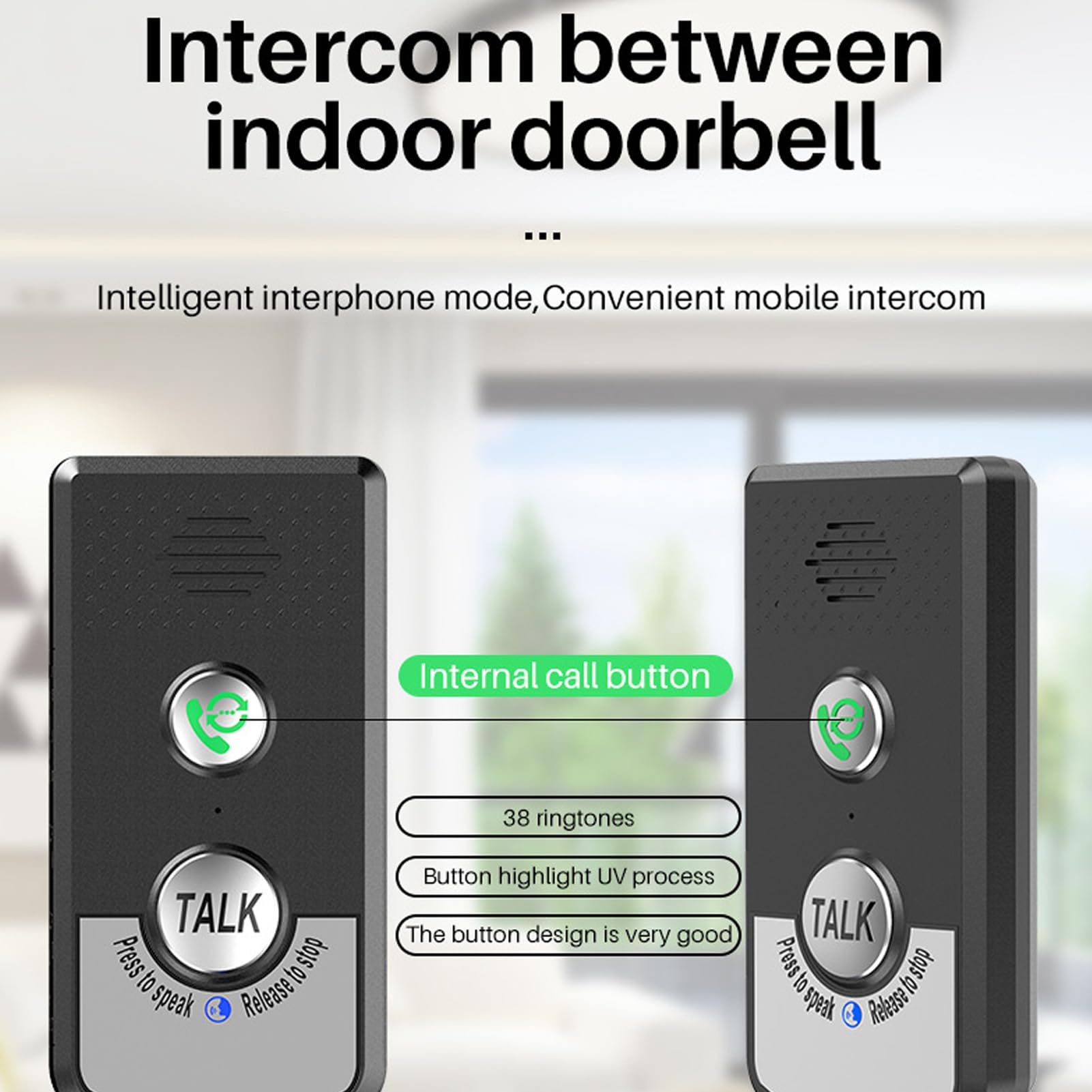 Timbre de Intercomunicador De Voz Para Casa de Voz a Prueba de Agua 1000m Timbre de Conversación Bidireccional Llamada Inalámbrica Timbre de Exterior Timbre de Casa Kit