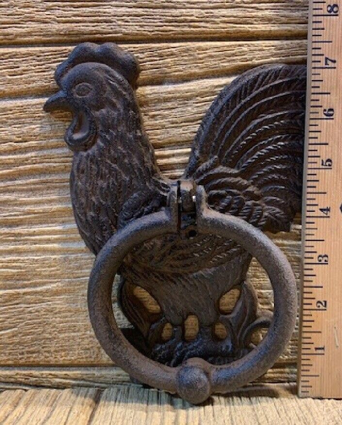 Vintage LARGE 7 3/4" TALL Rooster Chicken Hen Door Knocker Country Farm Decor 0184-01629