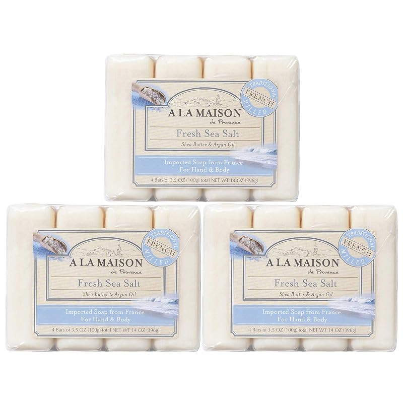 Sabonete em barra Fresh Sea Salt A LA MAISON, triplo processo de moagem, 12 unidades de 99 g