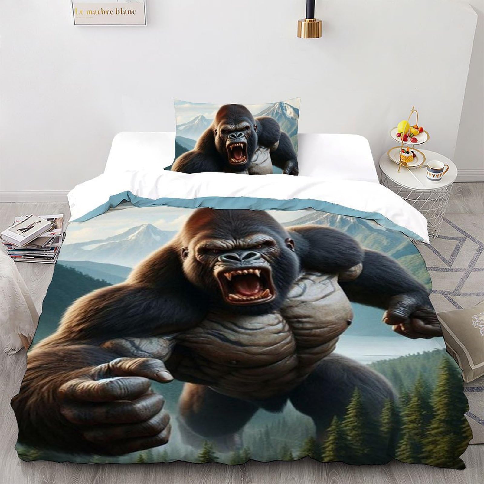 Housse de couette Gorille géant 135x200 l'idée cadeau parfaite pour lit de garçon