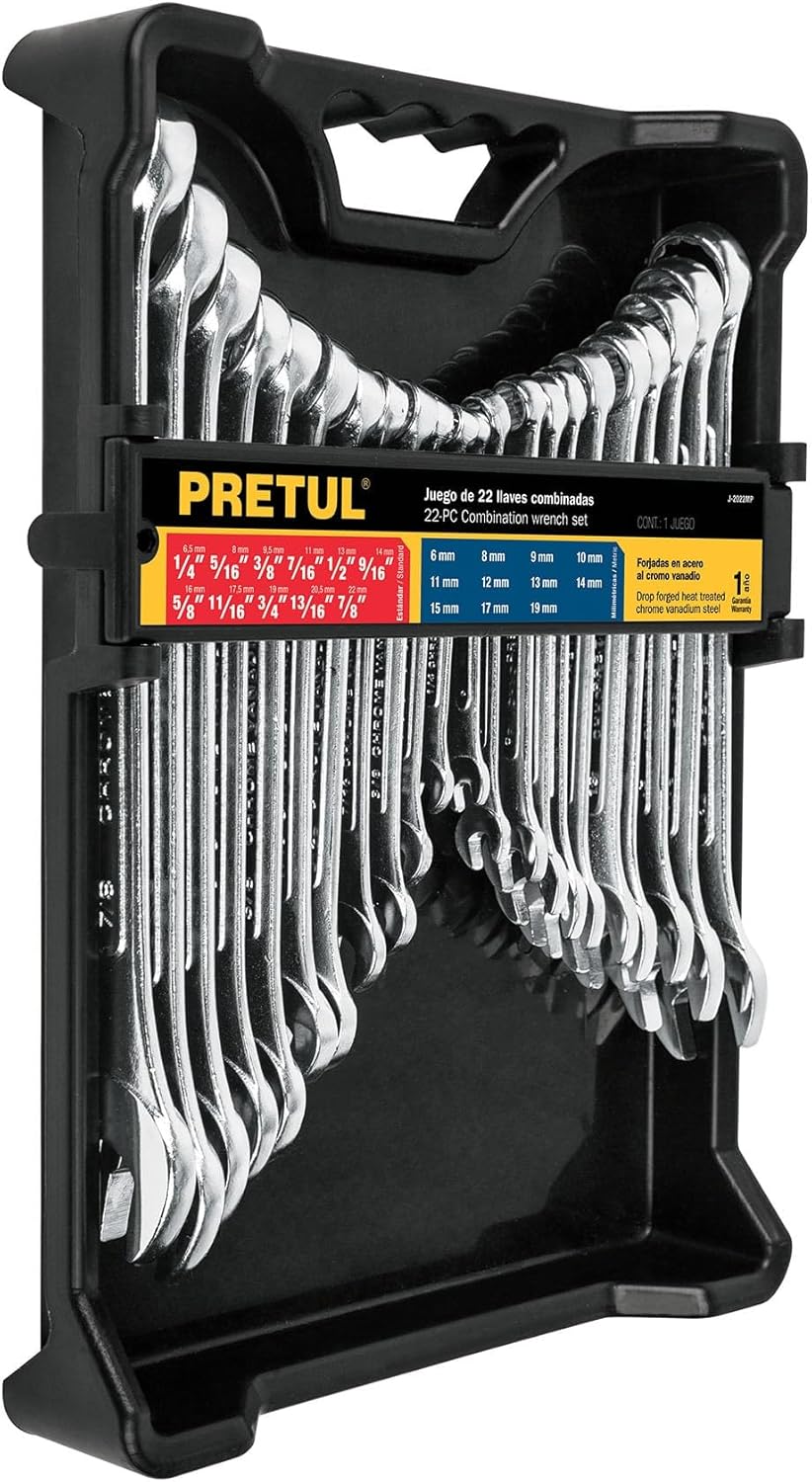 Game combination wrenches, 22 parts, and std mm, Pretul