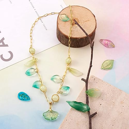Miniatura 14 de Craftdady Dijes de cuentas de hojas de arce transparentes, colgantes colgantes de adorno para colgar, bonitos dijes para collares, pulseras, Hoja