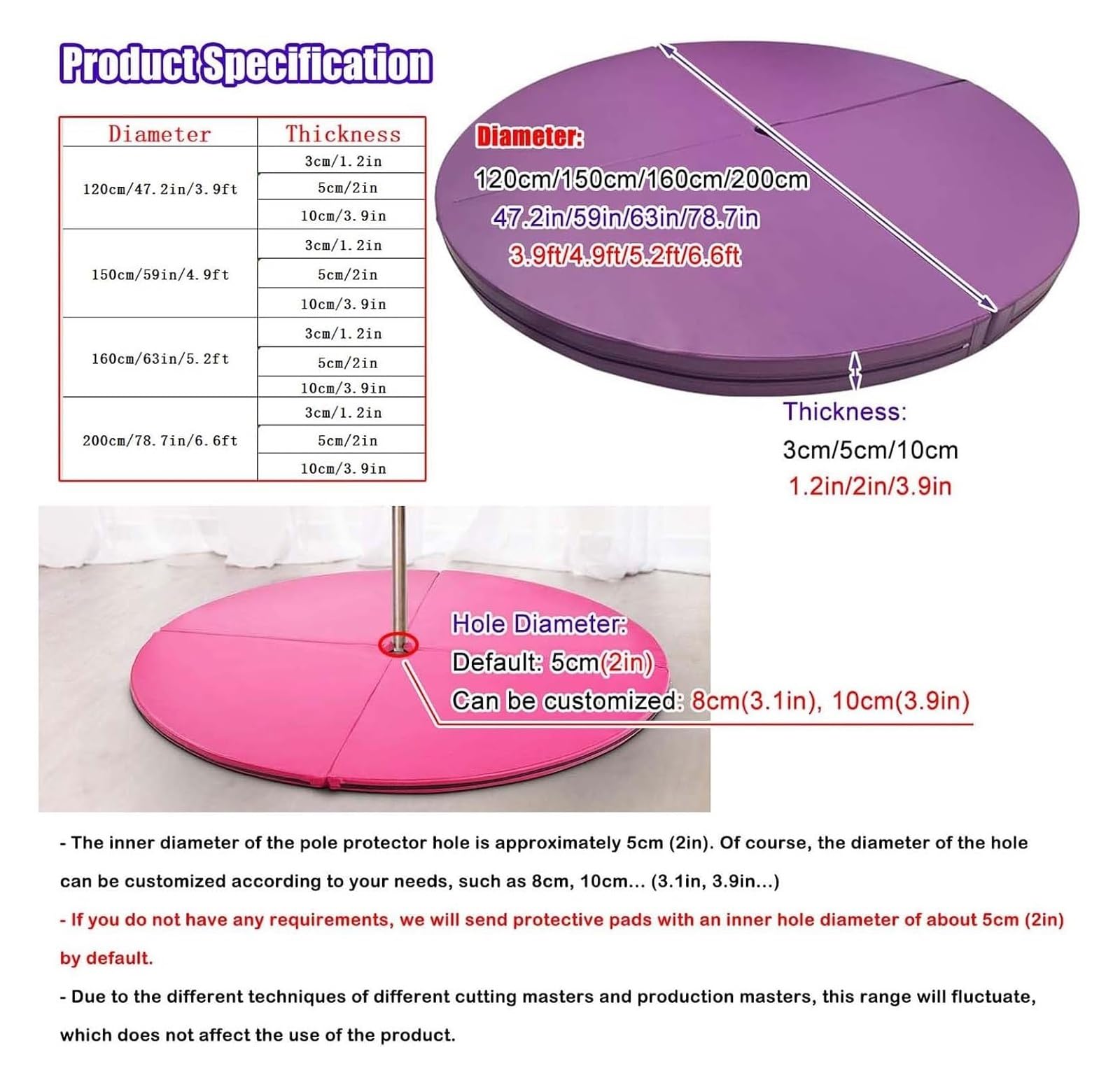 Faltbare Stripper Pole Crash-Matte – tragbare, gepolsterte Schutzmatte für Aerial Fitness, sichere Landematte für Tanz und Fitnessstudio