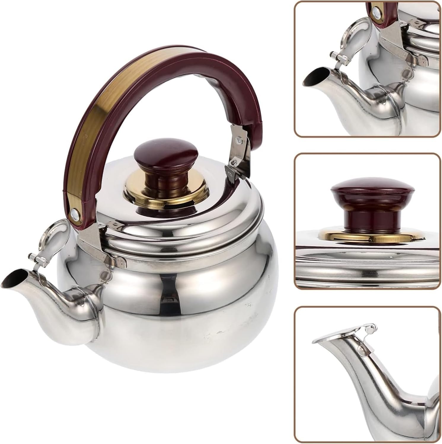 Hervidor de té de 0,6 L ergonómico con mango plegable para estufa, hervidor rápido para té, café, leche, diseño compacto y portátil