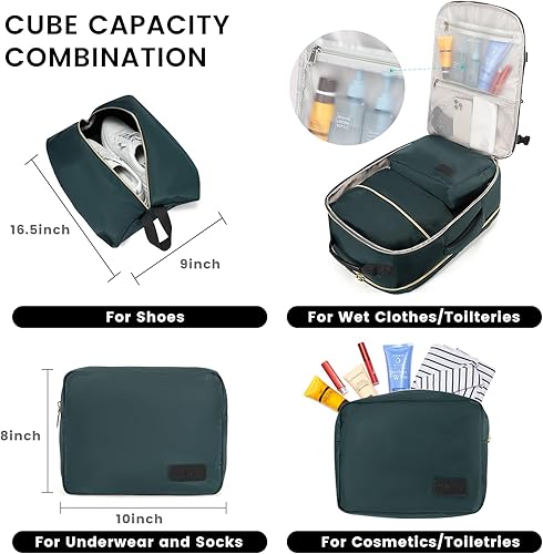 Miniatura 5 de LOVEVOOK Mochila de viaje grande de 40L para mujeres y hombres, mochila de mano aprobada por aerolíneas, Verde-negro, Mochila de viaje con estilo