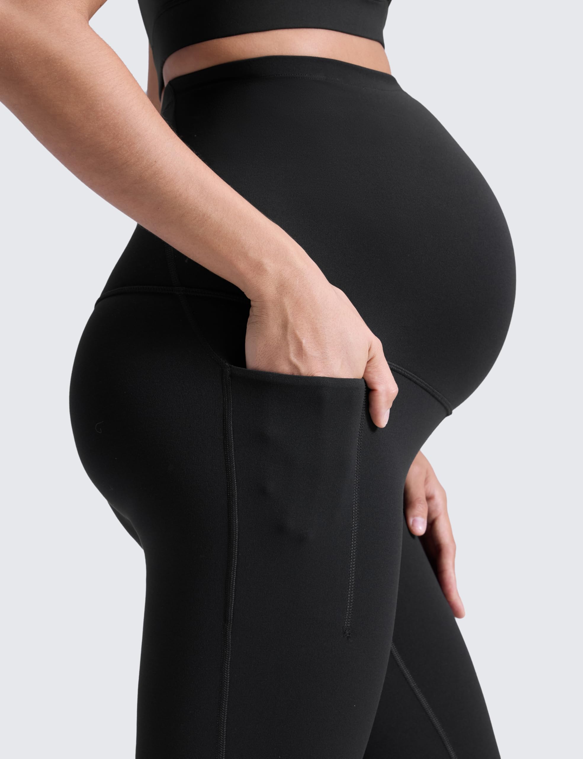 CRZ YOGA Mujeres Butterluxe Maternidad Leggings 63cm - Entrenamiento Yoga Embarazo Pantalones Bolsillos