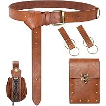 Medieval Renaissance Belt Set - Ren Faire Accessories Faux Leather Cosplay for Halloween LARP Viking