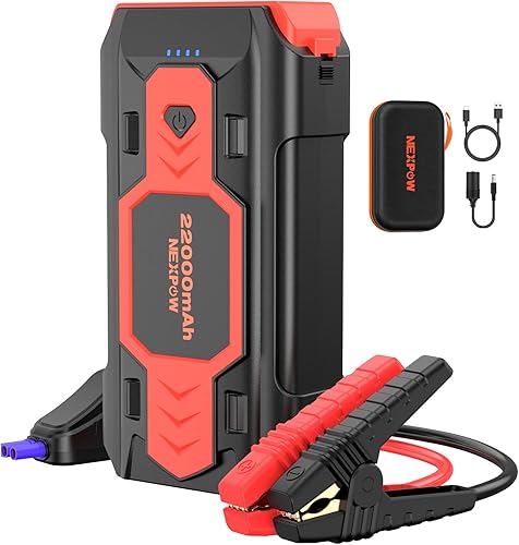 NEXPOW Arrancador de batería de coche de pico de 2500 A (hasta 8.0 L de gasolina8 L motores diésel), paquete de refuerzo de batería de auto de 12 V,