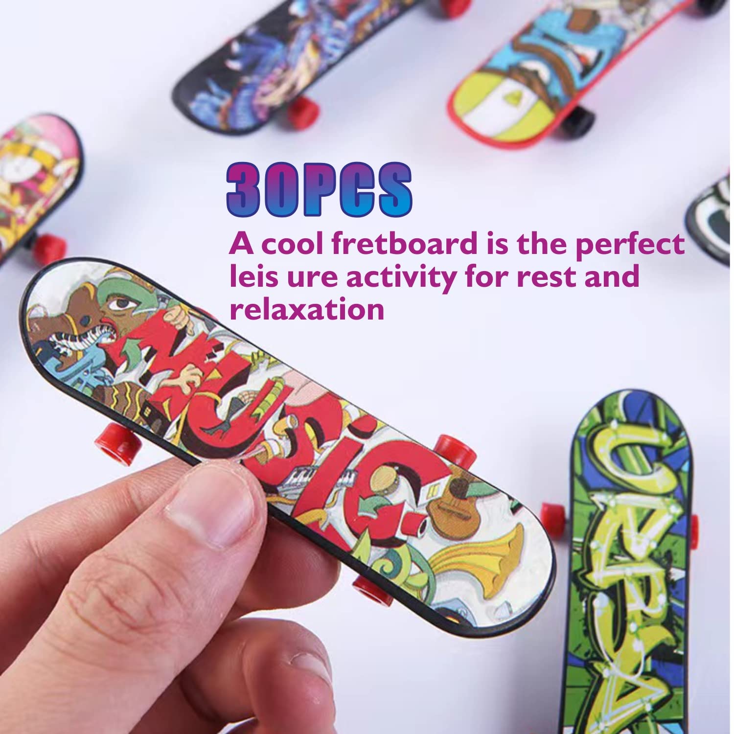 Skateboard Finger, 30 Pezzi Mini Skate Board Professionale Skate per Dita Mini Dito da Skateboard per Bambini Compleanno, Regali di Natale, Premi per Lezioni Scolastiche (Colore Casuale)